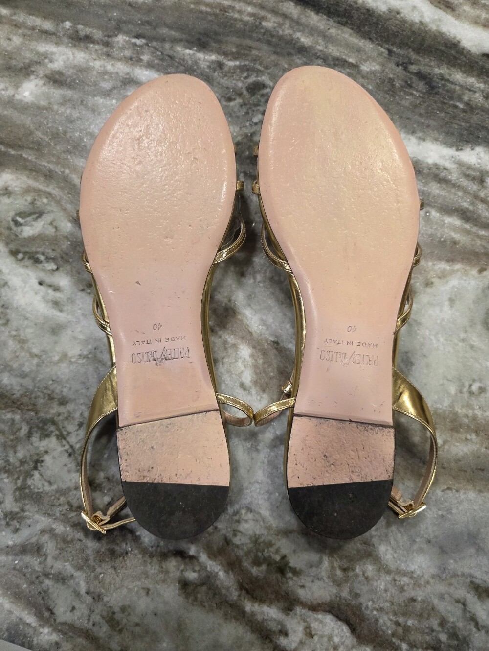 PALTER DeLISO Rio Grand Metallic Gold Strappy Flat Sandals Made in Italy EU 40 - Picture 13 of 14